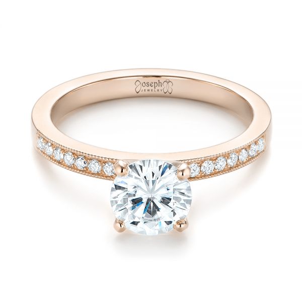 18k Rose Gold 18k Rose Gold Custom Diamond Engagement Ring - Flat View -  103480