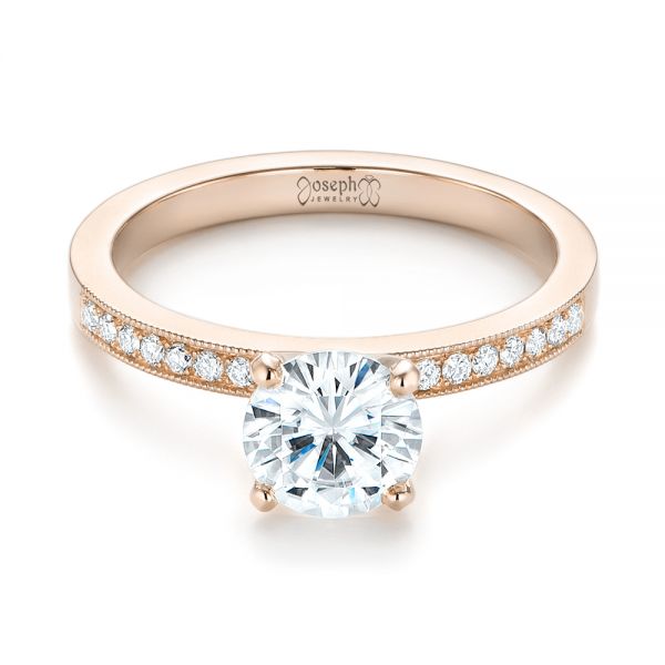 14k Rose Gold 14k Rose Gold Custom Diamond Engagement Ring - Flat View - 103480