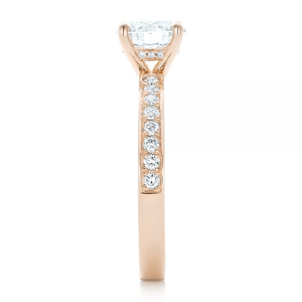 18k Rose Gold 18k Rose Gold Custom Diamond Engagement Ring - Side View - 102381