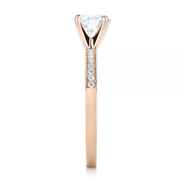 18k Rose Gold 18k Rose Gold Custom Diamond Engagement Ring - Side View -  103480
