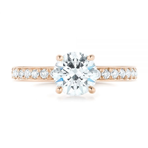 18k Rose Gold 18k Rose Gold Custom Diamond Engagement Ring - Top View - 102381