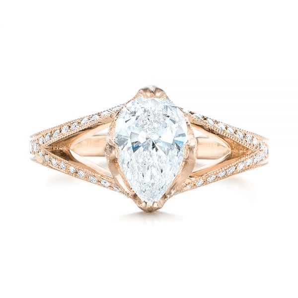 14k Rose Gold 14k Rose Gold Custom Diamond Engagement Ring - Top View -  102412