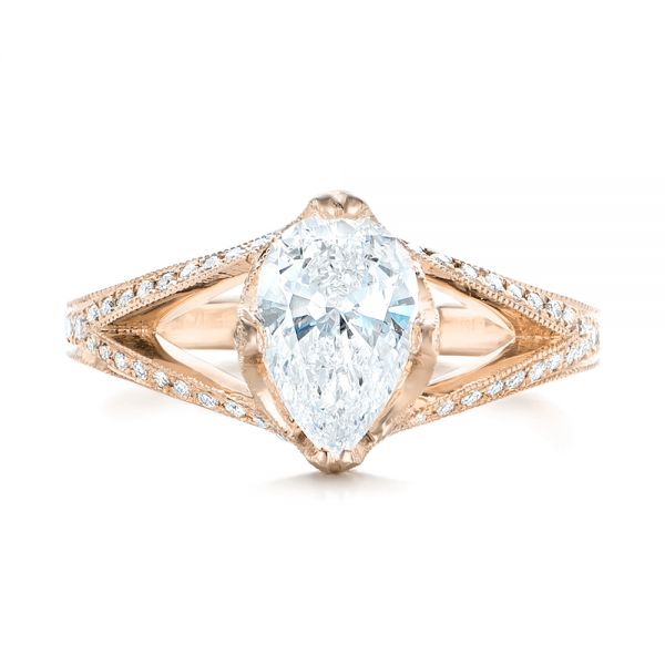 14k Rose Gold 14k Rose Gold Custom Diamond Engagement Ring - Top View - 102412
