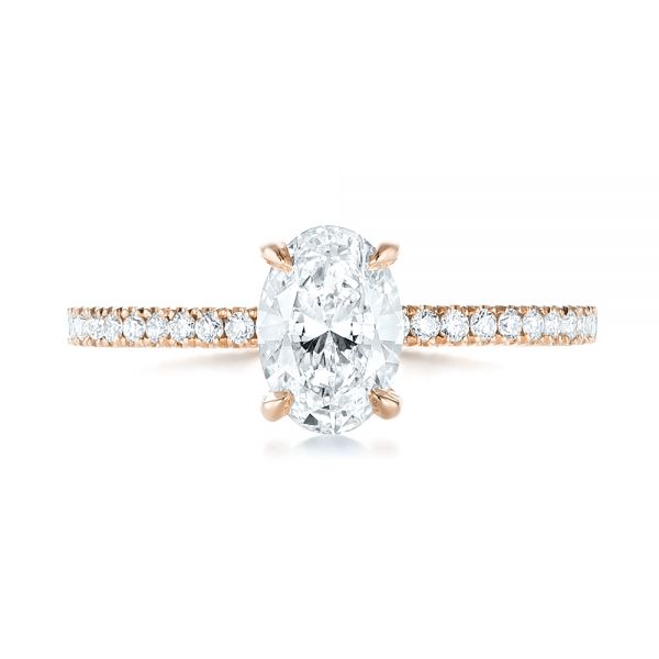 18k Rose Gold 18k Rose Gold Custom Diamond Engagement Ring - Top View -  103228