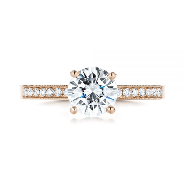 18k Rose Gold 18k Rose Gold Custom Diamond Engagement Ring - Top View -  103480