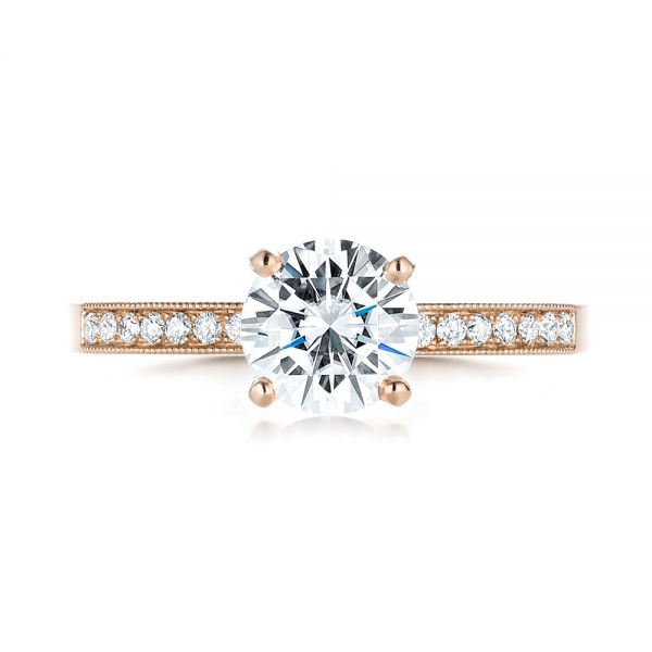 14k Rose Gold 14k Rose Gold Custom Diamond Engagement Ring - Top View - 103480