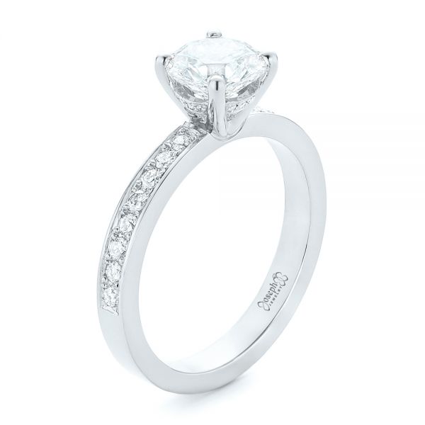 14k White Gold 14k White Gold Custom Diamond Engagement Ring - Three-Quarter View -  102381
