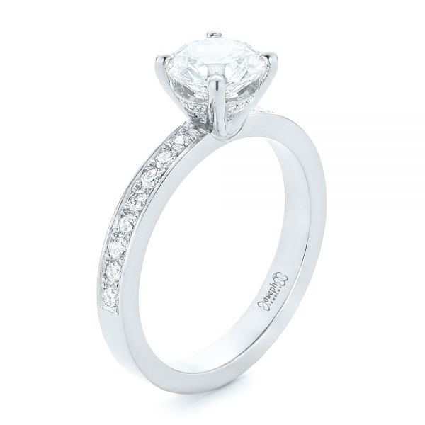 Platinum Platinum Custom Diamond Engagement Ring - Three-Quarter View - 102381