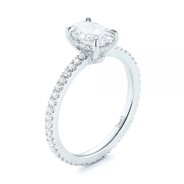 18k White Gold 18k White Gold Custom Diamond Engagement Ring - Three-Quarter View -  103228