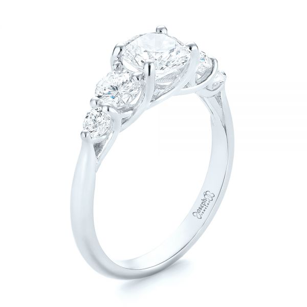 18k White Gold 18k White Gold Custom Diamond Engagement Ring - Three-Quarter View -  103406