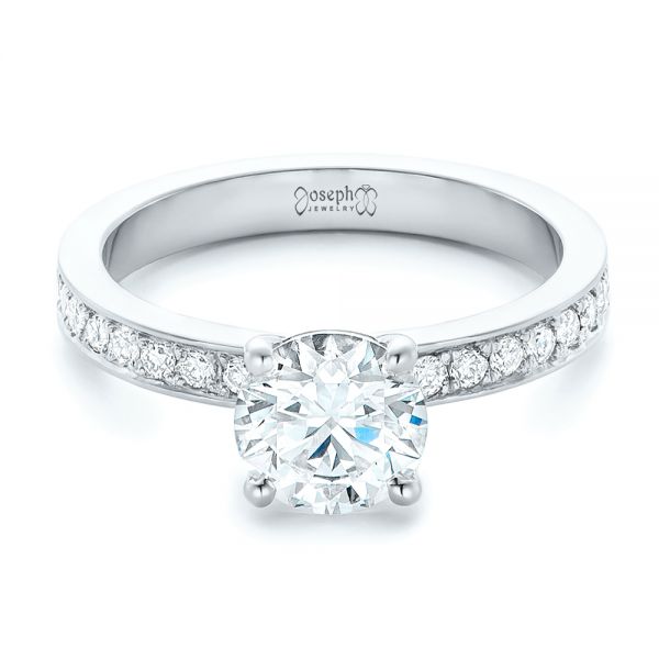 14k White Gold 14k White Gold Custom Diamond Engagement Ring - Flat View -  102381