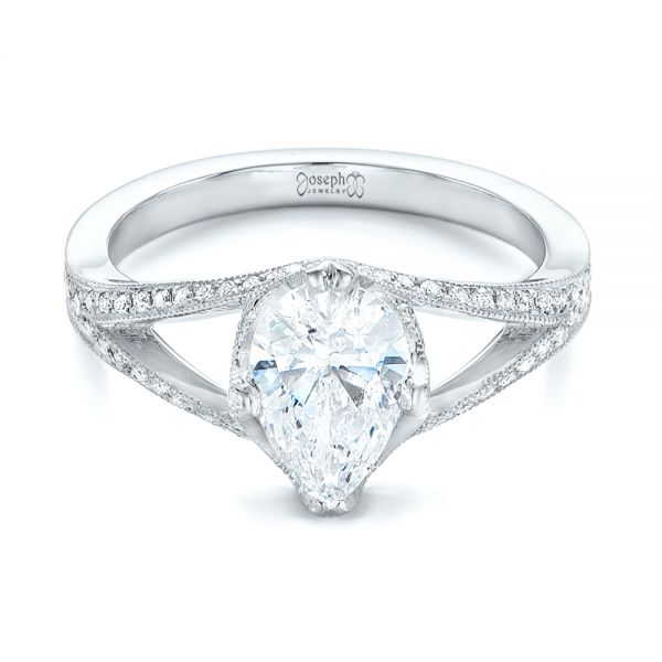 14k White Gold 14k White Gold Custom Diamond Engagement Ring - Flat View -  102412
