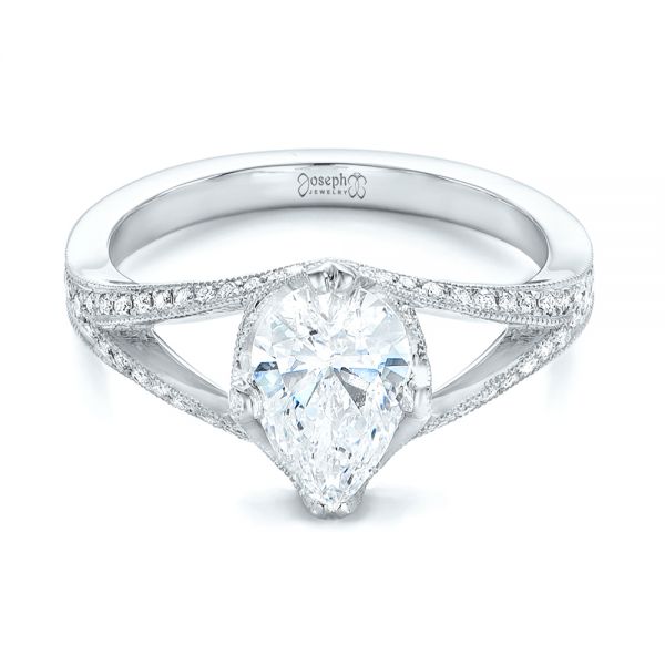 14k White Gold 14k White Gold Custom Diamond Engagement Ring - Flat View - 102412