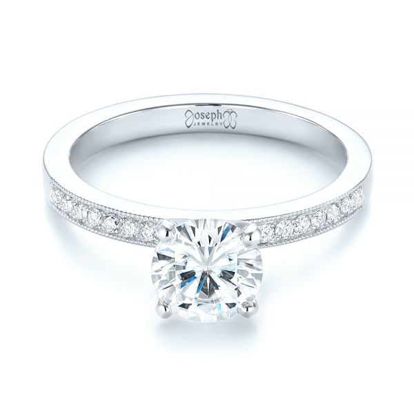 14k White Gold 14k White Gold Custom Diamond Engagement Ring - Flat View -  103480