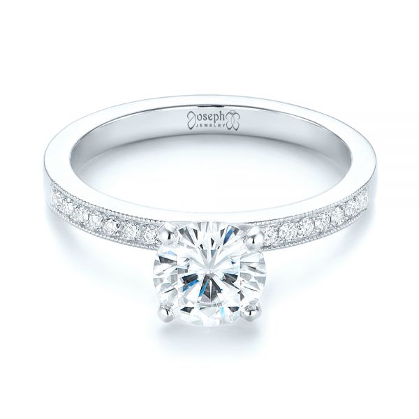 Platinum Platinum Custom Diamond Engagement Ring - Flat View - 103480