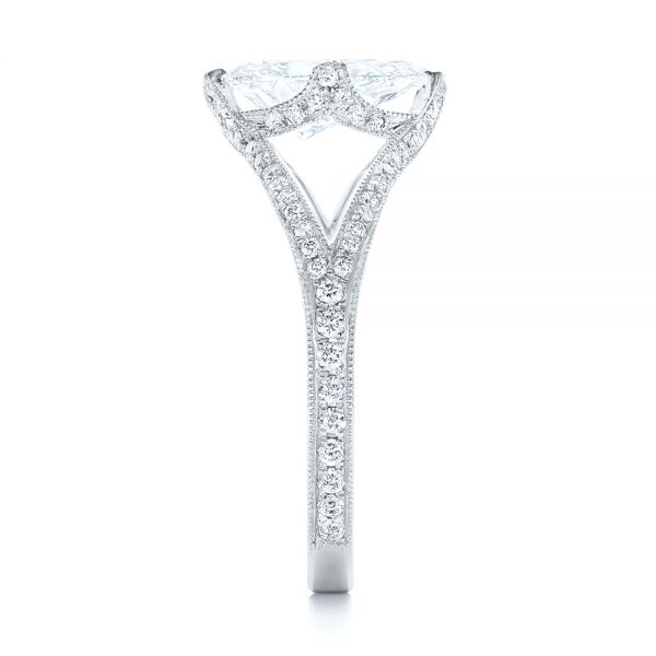 18k White Gold 18k White Gold Custom Diamond Engagement Ring - Side View -  102412