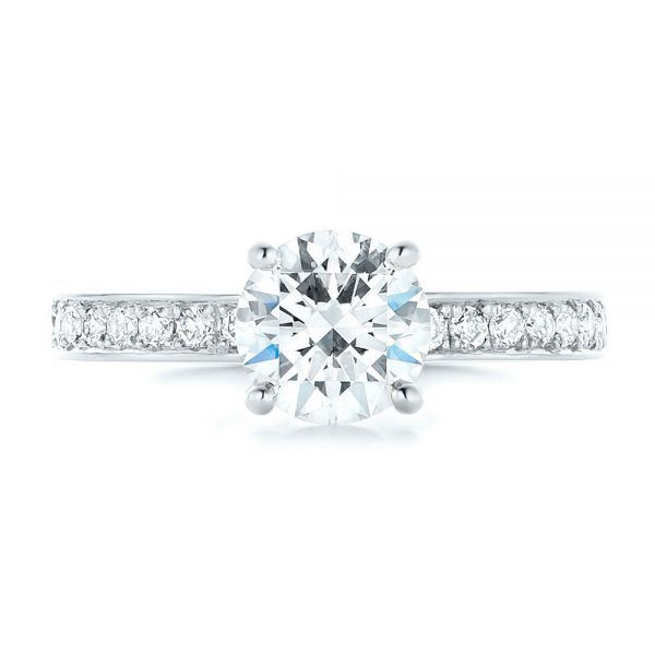 18k White Gold 18k White Gold Custom Diamond Engagement Ring - Top View -  102381