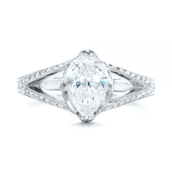 14k White Gold 14k White Gold Custom Diamond Engagement Ring - Top View -  102412