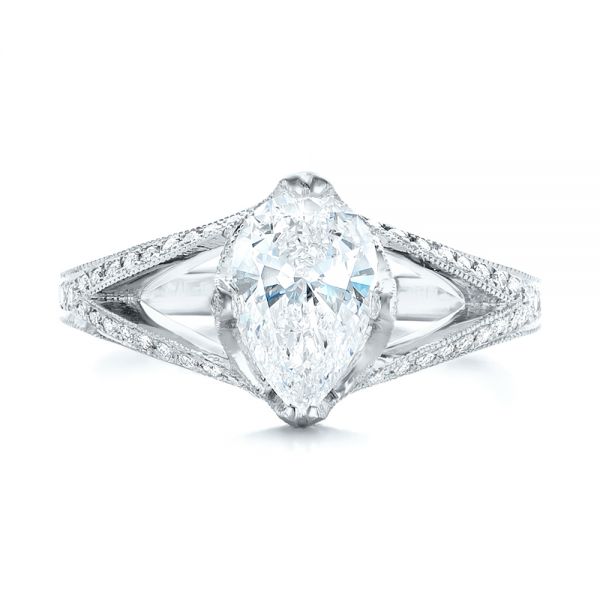 14k White Gold 14k White Gold Custom Diamond Engagement Ring - Top View - 102412