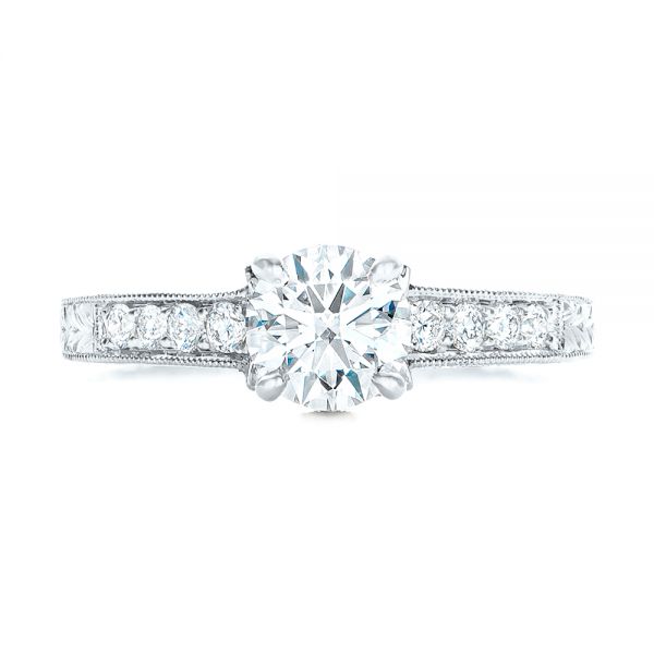 18k White Gold 18k White Gold Custom Diamond Engagement Ring - Top View -  102471
