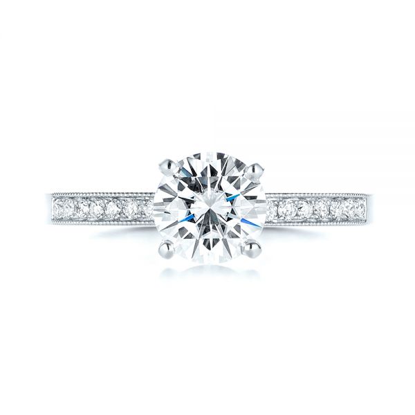 18k White Gold 18k White Gold Custom Diamond Engagement Ring - Top View -  103480