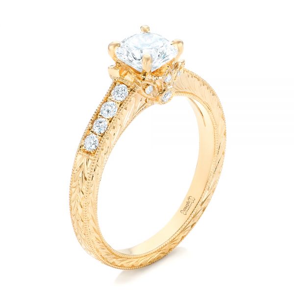 Custom Yellow Gold Diamond Engagement Ring - Image