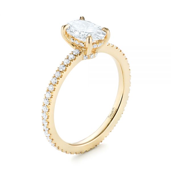 18k Yellow Gold 18k Yellow Gold Custom Diamond Engagement Ring - Three-Quarter View -  103228