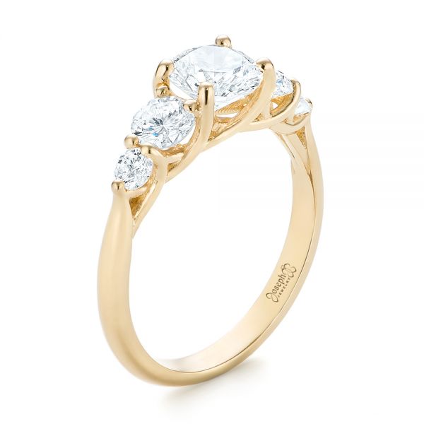 18k Yellow Gold 18k Yellow Gold Custom Diamond Engagement Ring - Three-Quarter View -  103406