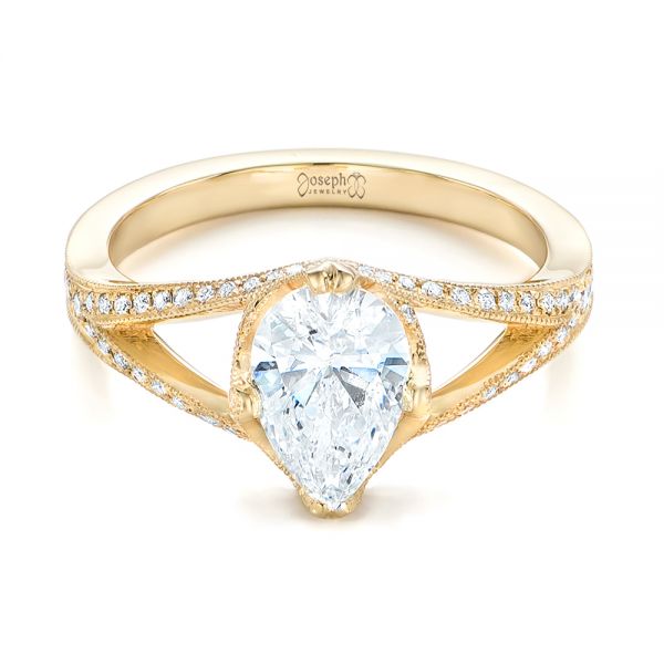 18k Yellow Gold Custom Diamond Engagement Ring - Flat View - 102412