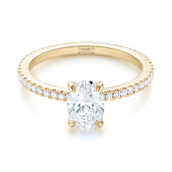 14k Yellow Gold Custom Diamond Engagement Ring - Flat View -  103228
