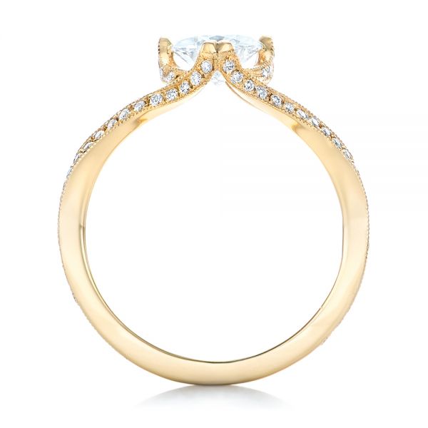 18k Yellow Gold Custom Diamond Engagement Ring - Front View -  102412