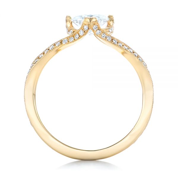 18k Yellow Gold Custom Diamond Engagement Ring - Front View - 102412