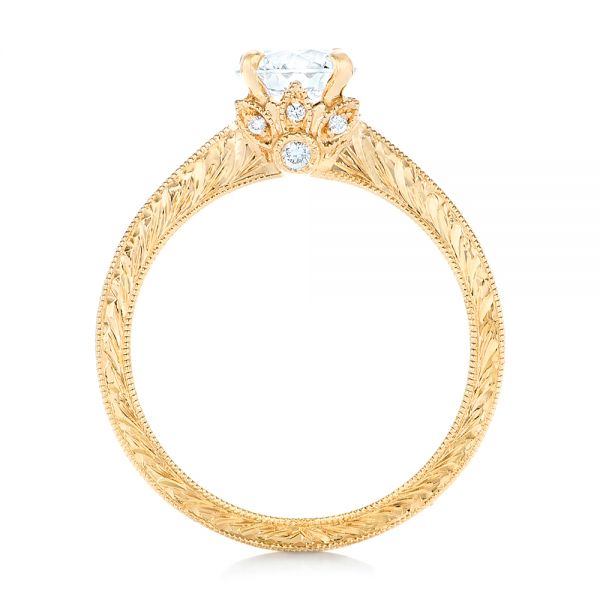 18k Yellow Gold Custom Diamond Engagement Ring - Front View -  102471