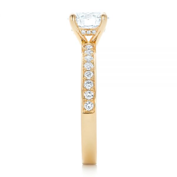 18k Yellow Gold Custom Diamond Engagement Ring - Side View -  102381