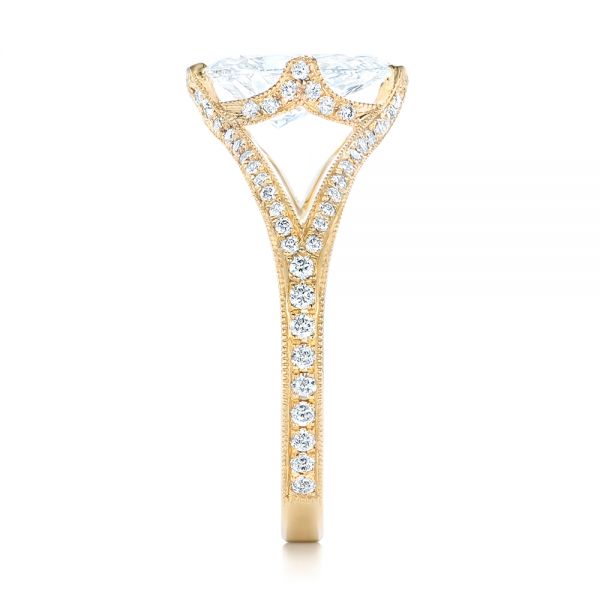 18k Yellow Gold Custom Diamond Engagement Ring - Side View -  102412