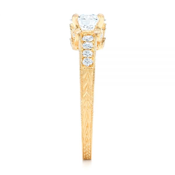 18k Yellow Gold Custom Diamond Engagement Ring - Side View -  102471