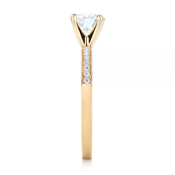 14k Yellow Gold Custom Diamond Engagement Ring - Side View -  103480