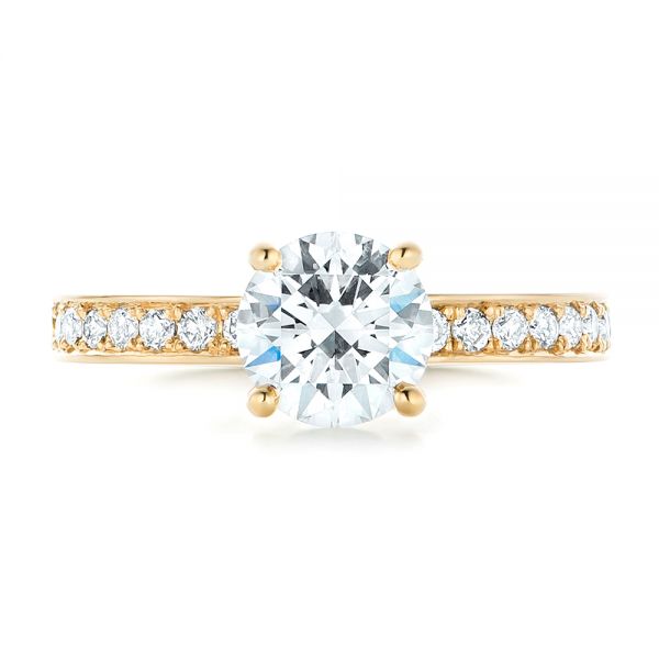 18k Yellow Gold Custom Diamond Engagement Ring - Top View -  102381