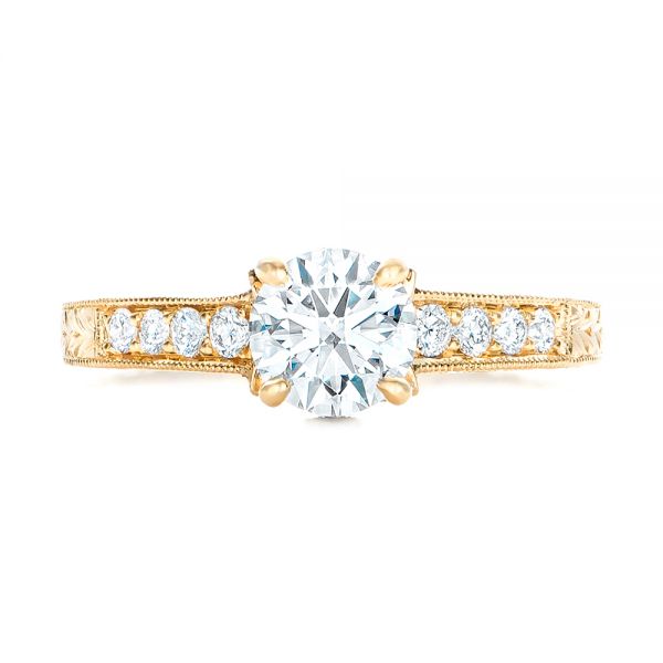 18k Yellow Gold Custom Diamond Engagement Ring - Top View -  102471