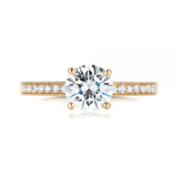 18k Yellow Gold 18k Yellow Gold Custom Diamond Engagement Ring - Top View -  103480