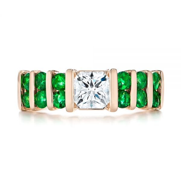 14k Rose Gold 14k Rose Gold Custom Emerald And Diamond Engagement Ring - Top View -  103218