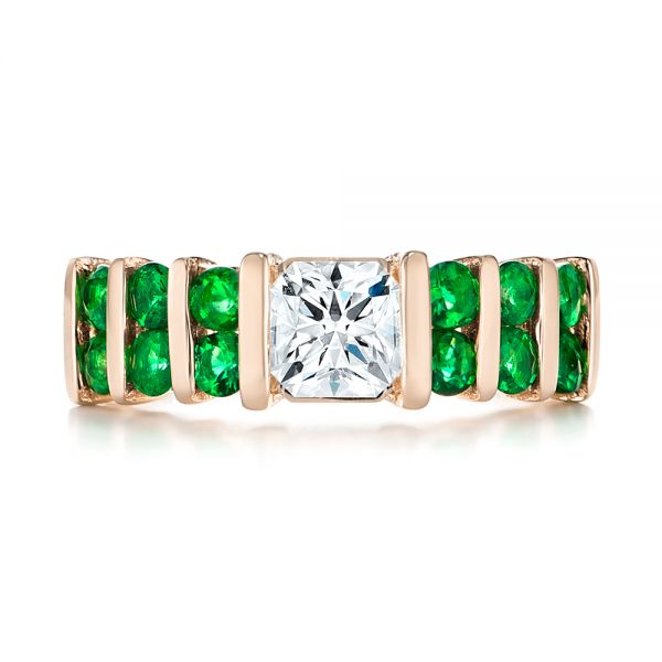 14k Rose Gold 14k Rose Gold Custom Emerald And Diamond Engagement Ring - Top View - 103218