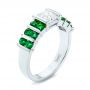 18k White Gold 18k White Gold Custom Emerald And Diamond Engagement Ring - Three-Quarter View -  103218 - Thumbnail