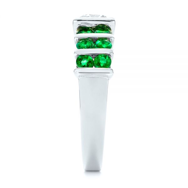  Platinum Platinum Custom Emerald And Diamond Engagement Ring - Side View -  103218