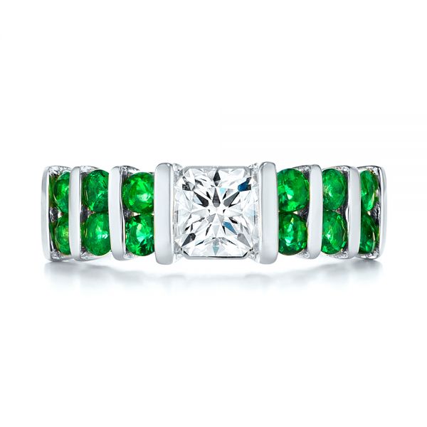 Platinum Platinum Custom Emerald And Diamond Engagement Ring - Top View - 103218