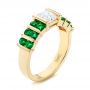 18k Yellow Gold 18k Yellow Gold Custom Emerald And Diamond Engagement Ring - Three-Quarter View -  103218 - Thumbnail