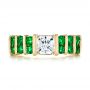 18k Yellow Gold 18k Yellow Gold Custom Emerald And Diamond Engagement Ring - Top View -  103218 - Thumbnail