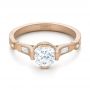 14k Rose Gold 14k Rose Gold Custom Sandblasted Diamond Engagement Ring - Flat View -  103379 - Thumbnail