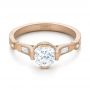 14k Rose Gold 14k Rose Gold Custom Sandblasted Diamond Engagement Ring - Flat View -  103379 - Thumbnail