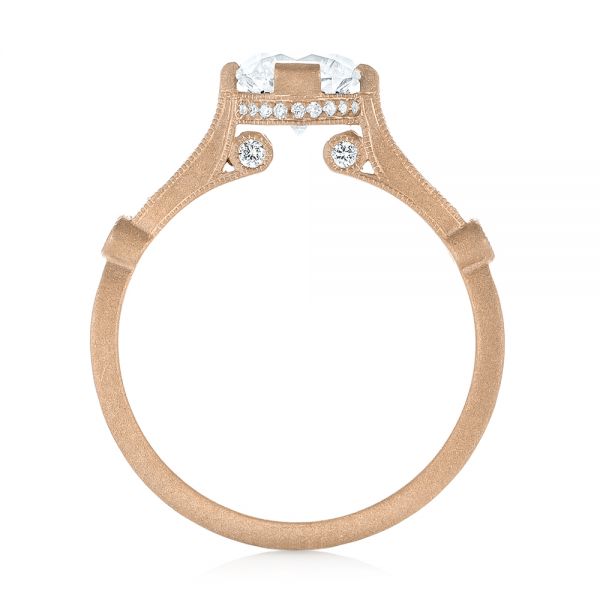18k Rose Gold 18k Rose Gold Custom Sandblasted Diamond Engagement Ring - Front View -  103379